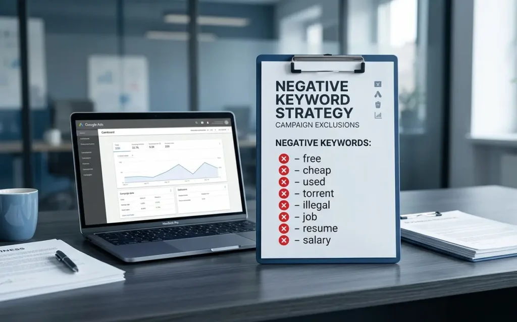 Negative keywords in Google Ads